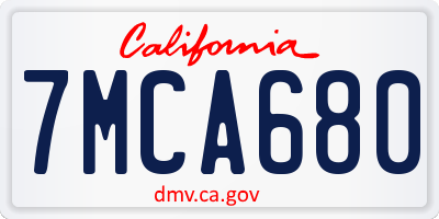 CA license plate 7MCA680