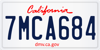 CA license plate 7MCA684