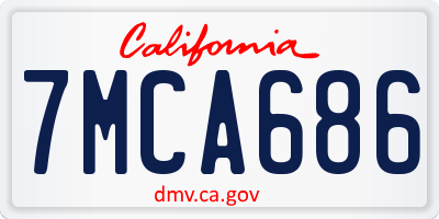 CA license plate 7MCA686