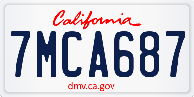 CA license plate 7MCA687