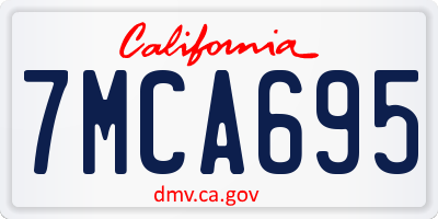 CA license plate 7MCA695