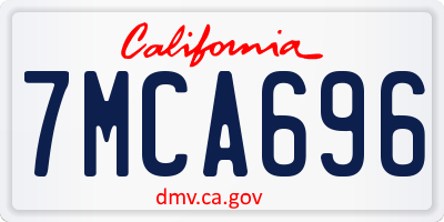 CA license plate 7MCA696