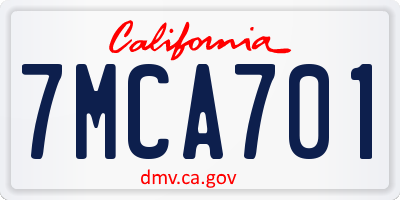 CA license plate 7MCA701