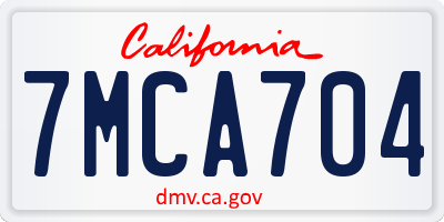 CA license plate 7MCA704