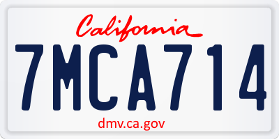 CA license plate 7MCA714