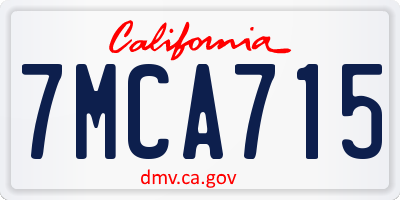 CA license plate 7MCA715