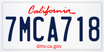 CA license plate 7MCA718