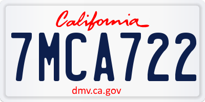 CA license plate 7MCA722