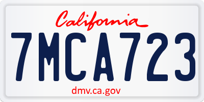 CA license plate 7MCA723