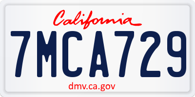 CA license plate 7MCA729