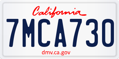 CA license plate 7MCA730