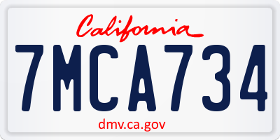 CA license plate 7MCA734