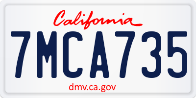 CA license plate 7MCA735
