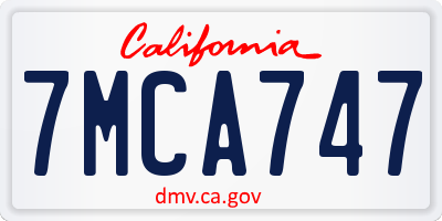 CA license plate 7MCA747