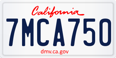 CA license plate 7MCA750