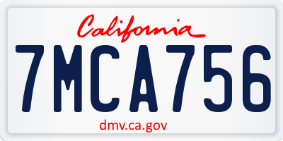 CA license plate 7MCA756