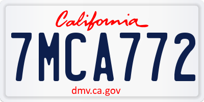 CA license plate 7MCA772