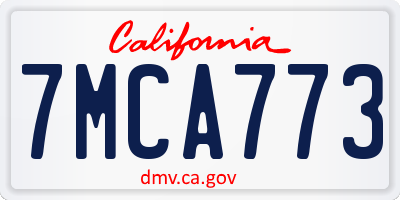 CA license plate 7MCA773
