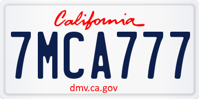 CA license plate 7MCA777