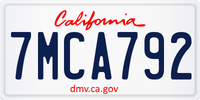 CA license plate 7MCA792