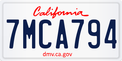CA license plate 7MCA794