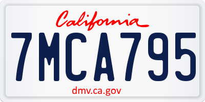 CA license plate 7MCA795