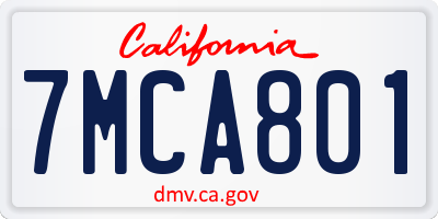 CA license plate 7MCA801