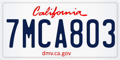 CA license plate 7MCA803