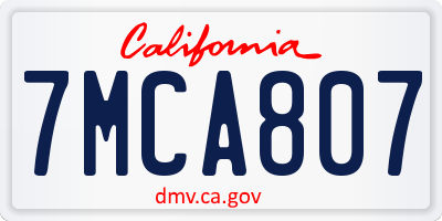 CA license plate 7MCA807