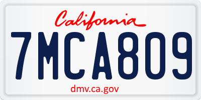 CA license plate 7MCA809