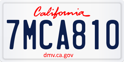 CA license plate 7MCA810