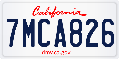 CA license plate 7MCA826
