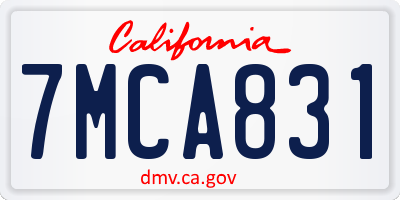 CA license plate 7MCA831