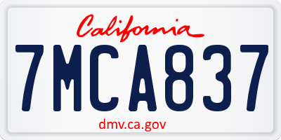 CA license plate 7MCA837
