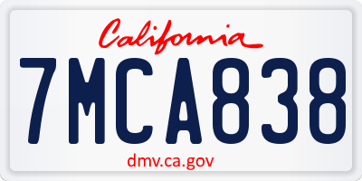 CA license plate 7MCA838
