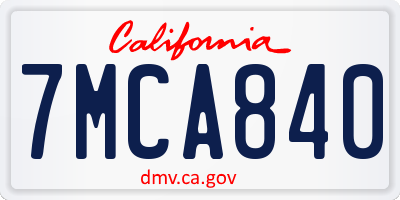 CA license plate 7MCA840