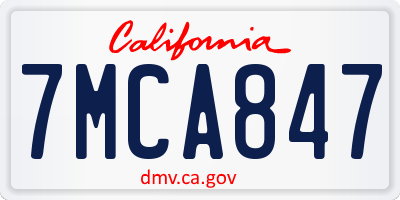 CA license plate 7MCA847