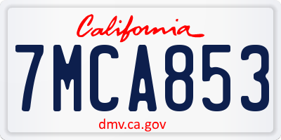 CA license plate 7MCA853
