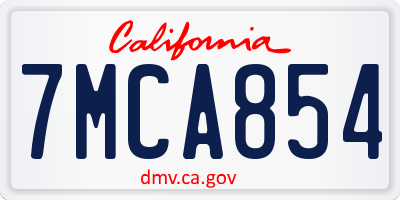 CA license plate 7MCA854