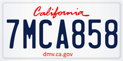 CA license plate 7MCA858