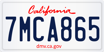 CA license plate 7MCA865