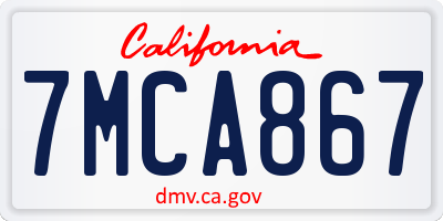 CA license plate 7MCA867