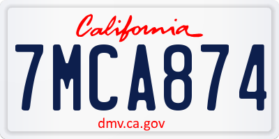 CA license plate 7MCA874