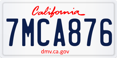 CA license plate 7MCA876