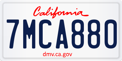 CA license plate 7MCA880