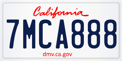 CA license plate 7MCA888