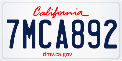 CA license plate 7MCA892