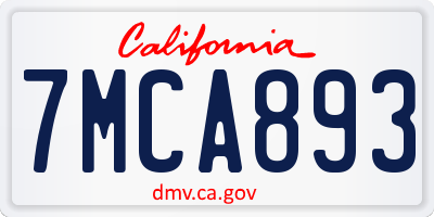 CA license plate 7MCA893