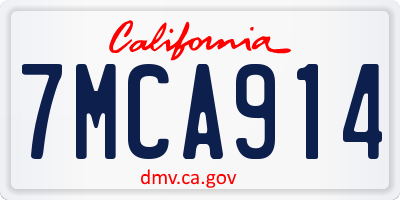 CA license plate 7MCA914
