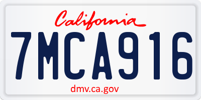 CA license plate 7MCA916